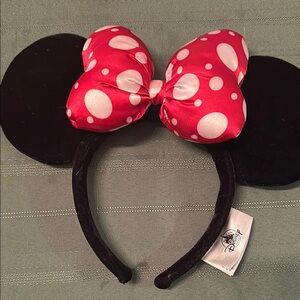 Set of 2 Disney Minnie Mouse Ears Headband sparkle pink and red and white dot